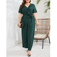 thumbnail image 4 of Yesfashion Wholesale Women's Plus Size Short Sleeve Ruffle High Waist Wide Leg Romper Formal Long Jumpsuit with Belt, 4 of 8