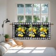 thumbnail image 3 of Yellow Lemon Tier Curtains 36 Inch Length, Summer Botanical Black White Checkered Cafe Short Curtains for Bathroom Over Sink, Small Kitchen Curtain Light Filtering Tiered Drapes 2 Panels 27.5"Wx36"L, 3 of 8