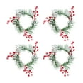thumbnail image 4 of 4Pcs Pillar Candle Wreath Greenery Wreath for Home Living Room Tabletop Red Berries, 4 of 8