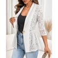 thumbnail image 5 of ChicMe Women's Lace Blazer Patchwork Lapel 3/4 Sleeve Lightweight Dressy Work Suit Jacket Trendy Business Casual Blazers White-L, 5 of 9