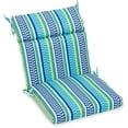 thumbnail image 1 of 18-inch by 38-inch Spun Polyester Patterned Outdoor Squared Chair Cushion, Pike Azure, 1 of 2