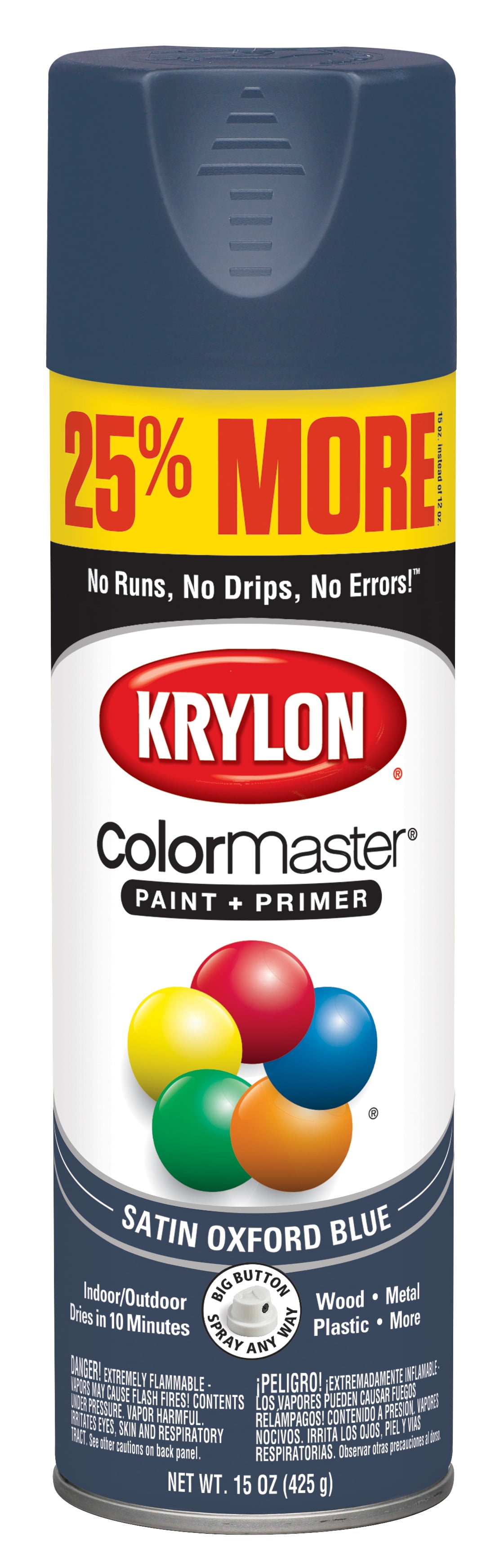 Krylon® ColorMaster Paint + Primer Satin Oxford Blue, 15Oz
