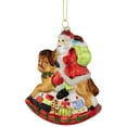 thumbnail image 3 of Northlight Santa on a Rocking Horse Glittered Glass Christmas Ornament - 4.75"  - Red, 3 of 5