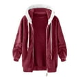 thumbnail image 7 of Fnooota Womens Fleece Jackets with Zipper, Warm Loose Fit Casual Windproof Thermal Winter Outerwear Coats Wine Size XL, 7 of 7
