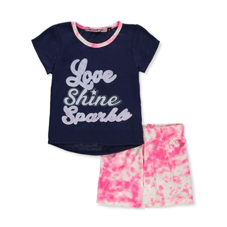 

Love From The Heart Girls 2-Piece Sparkle Shorts Set Outfit - navy/multi 2t (Toddler)