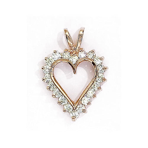 14K Yellow Gold Diamond Heart Pendant with 18" Chain