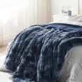 thumbnail image 5 of Fuzzy Sherpa Faux Fur Twin Blanket Tie Dye Navy Cozy Gifts for Women Men, Soft Fleece Plush Warm Minky Thick Blanket Twin Size for Bed, Room Decor Dorm Essentials Blue Decor Gifts, 60x80, 5 of 6
