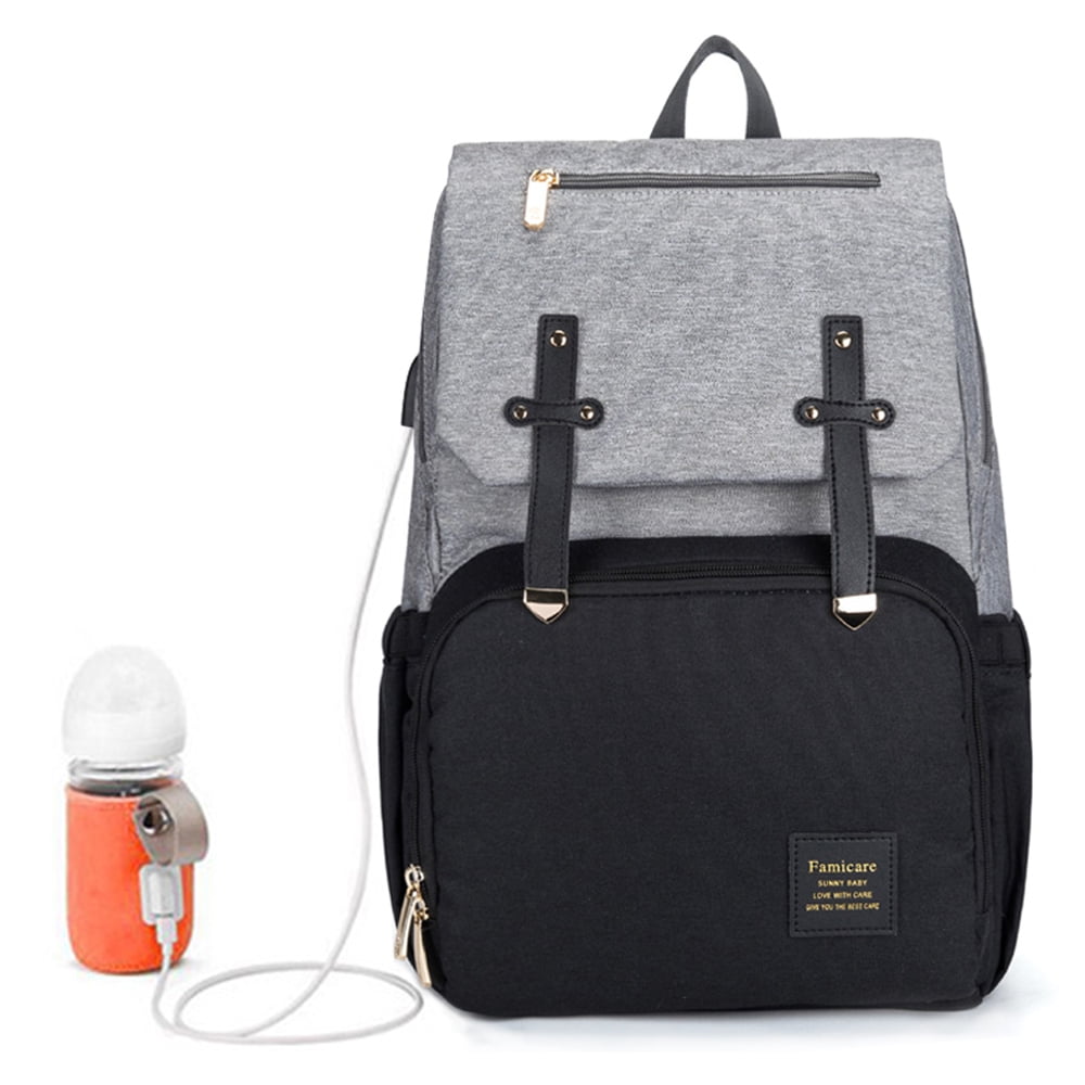 Miger - Oxford Diaper Bag Backpack with USB Charging Port Nursing Bag ...