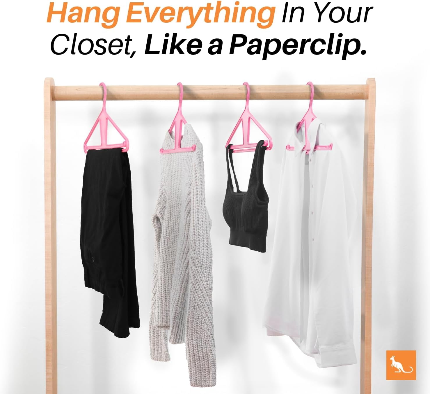 Kangaroo™ 100% Recycled High-Strength Clothing Hanger, Pants, Shirt, Jacket Hanger - Patented (Pinkity 10-Pack)