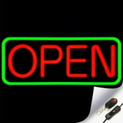 Large Flashing LED Neon OPEN Sign Light for Businesses with Remote  Extra Bright Lightweight & Energy Efficient - For Restaurants Offices Retail Shops Window Storefronts  Green - Red