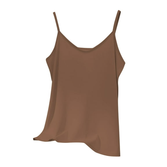 Duoif Undershirts for Women Womens Tank Tops Sleeveless Neck Loose Fit Summer Clothes Womens Tops Casual Brown XXL