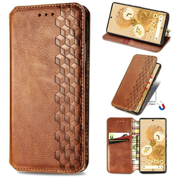 Mantto Designed for Google Pixel 7 Pro Case, Retro PU Leather Wallet Phone Case with Credit Card Holder Protective Shockproof Magnetic Kickstand Flip Cover for Google Pixel 7 Pro,Brown