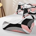 thumbnail image 4 of Castle Fairy Minimalist Circle Twin Quilt Set 2 Pieces,Mid Century Ring Shape Twin Coverlet Set,Pink Gray Black White,1 Bedspread and 1 Pillowcase, 4 of 7