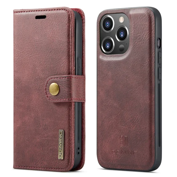 ZHaobin Detachable Magnetic Leather Cover for IPhone 15 12 13 11 14 Pro Max XS XR X SE 2022 8 7 6S Plus Wallet Card Holder Phone Case (Red,iPhone 15 Pro Max)