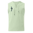 thumbnail image 3 of YOTMKGDO Tank Tops Men, Mens Sleeveless Tee Shirts, Male Spring and Summer Tops Casual Sports Sleeveless Top Vest Painting Fitness, Mens Pocket Tee Shirts, Green Tops, XL, 3 of 4