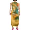 thumbnail image 4 of EIMELI Femmes Été Longue Robe O-Cou Cravate-Teinte Imprimer Slim Fit Robe Côté Découpé Robe Sans Manches Bodycon Robe Style D M, 4 of 5