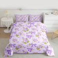 thumbnail image 5 of Manfei Princess Dreamy Bow Full Size Comforter Sets for Kid, Purple Rose Flower Bedding Comforter Set, Kawaii Cartoon Bow Reversible Bedding Sets, Lightweight Room Decor, 3-Piece, 5 of 8