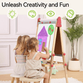 thumbnail image 3 of Kids Easel with Paper Roll, 3-in-1 Art Easel Adjustable Magnetic Whiteboard Chalkboard Drawing Board Wooden Children Art Stand for 3~12 Years, 3 of 12