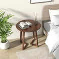 thumbnail image 4 of Costway Includes Hardware Rubber Wood Round End Table, Brown, 4 of 12