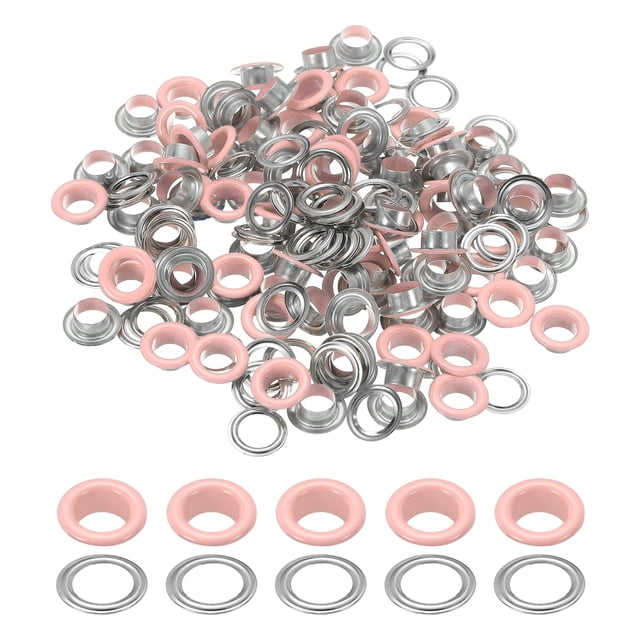 Uxcell 110 Pcs Ojetes con Arandelas 5/16" Kit de Grommets Rosa