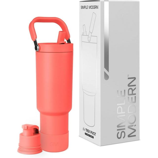 Biwat Trek Pivot / Gobelet à Paille Rabattable 40oz avec Poignée / Bouteille d'Eau et Botte / Paille Interchangeable et Couvercles à Goulot / Pichet en Acier Inoxydable Isolé / Gym Sports Plein Air / Honolulu