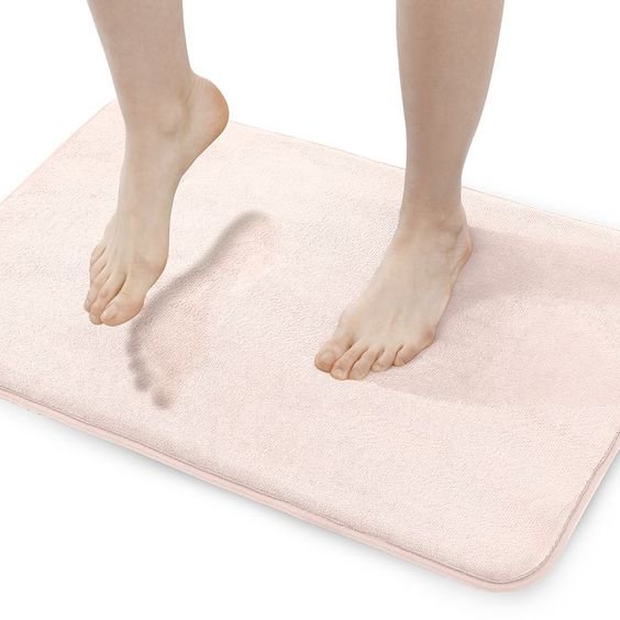 Walensee Memory Foam Bath Rug, 17"x24", Dusty Pink, Non Slip Bathroom
