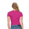 thumbnail image 6 of Natural Uniforms Womens Buttery Soft, Super Stretch Y2K Long Sleeve Baby Tee Crop Top (Hot Pink, X-Small), 6 of 6