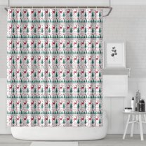 White Christmas Deer and Tree Pattern Shower Curtain 72"x84" ,Bathroom Decorative Shower Curtains Set with 12 Hooks,Modern Waterproof Washable Shower Curtain