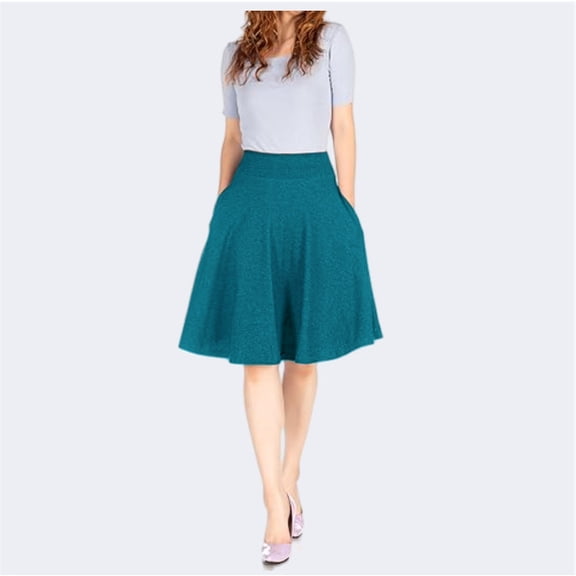 2025 Women's High-Waisted A-Line Office Skirt with Pockets - Stretch Yoga Skirt for Work & Weekend