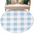 thumbnail image 2 of Blue Checkered Round Area Rug 7 FT, Non Slip Living Room Area Carpet, Blue White Buffalo Plaid Washable Soft Circular Rug Non-Shedding Floor Carpet for Bedside Office Play Room Classroom, 2 of 9