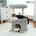 thumbnail image 3 of PAWZ Road Cat Tree Condo 27" Cat Tower with Large Top Perch and Scratching Posts for Kittens and Medium Cats, Gray, 3 of 13