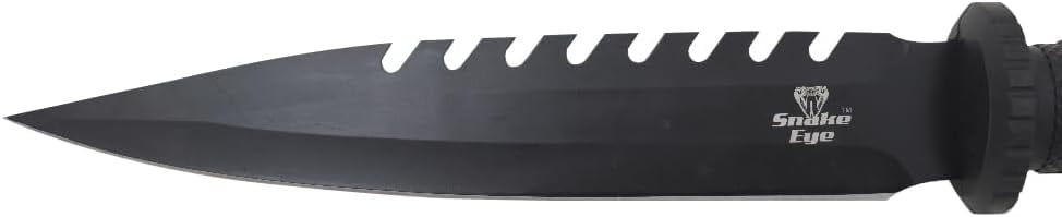 Snake Eye Tactical 15" Fixed Blade Hunting Knife - 9" Sawback Stainless Steel Blade w/ Nylon Sheath