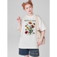 thumbnail image 1 of Camiseta vintage informal estampada para mujer con cuello redondo, camisetas de ocio, 1 of 7