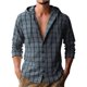 thumbnail image 2 of pstuiky camisa de manga larga para hombre, Camisa de manga larga a cuadros con botones para hombre, chaqueta informal y moderna con solapa. Camisa de manga larga para hombre. camisetas de hombre xxxl, 2 of 8