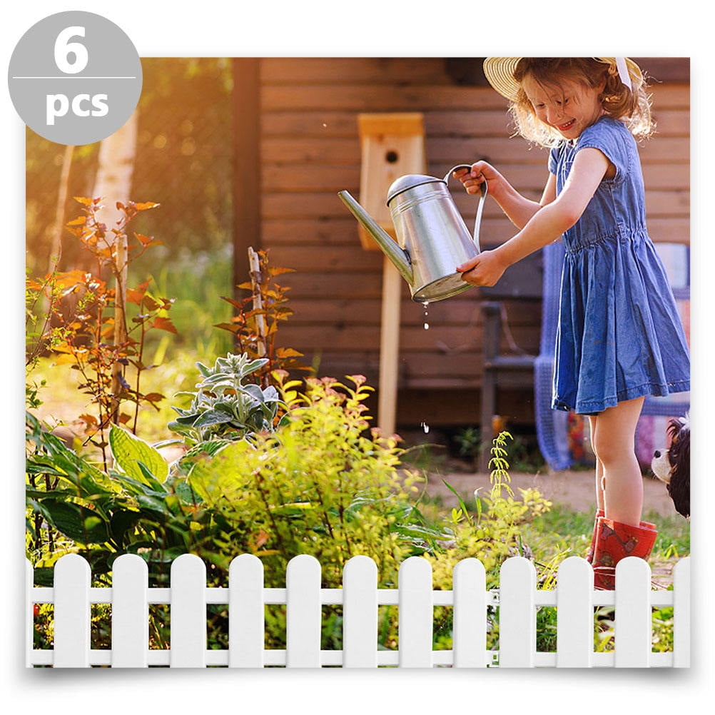 Pretyzoom 6Pcs White Plastic Garden Border Fence Decorative Courtyard Fence Easy Install Sturdy Design