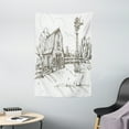 thumbnail image 1 of Windmill Tapestry, Rustic Barn Farmhouse Hand Drawn Illustration Countryside Rural Meadow, Wall Hanging for Bedroom Living Room Dorm Decor, 40W X 60L Inches, Dark Brown and White, by Ambesonne, 1 of 2