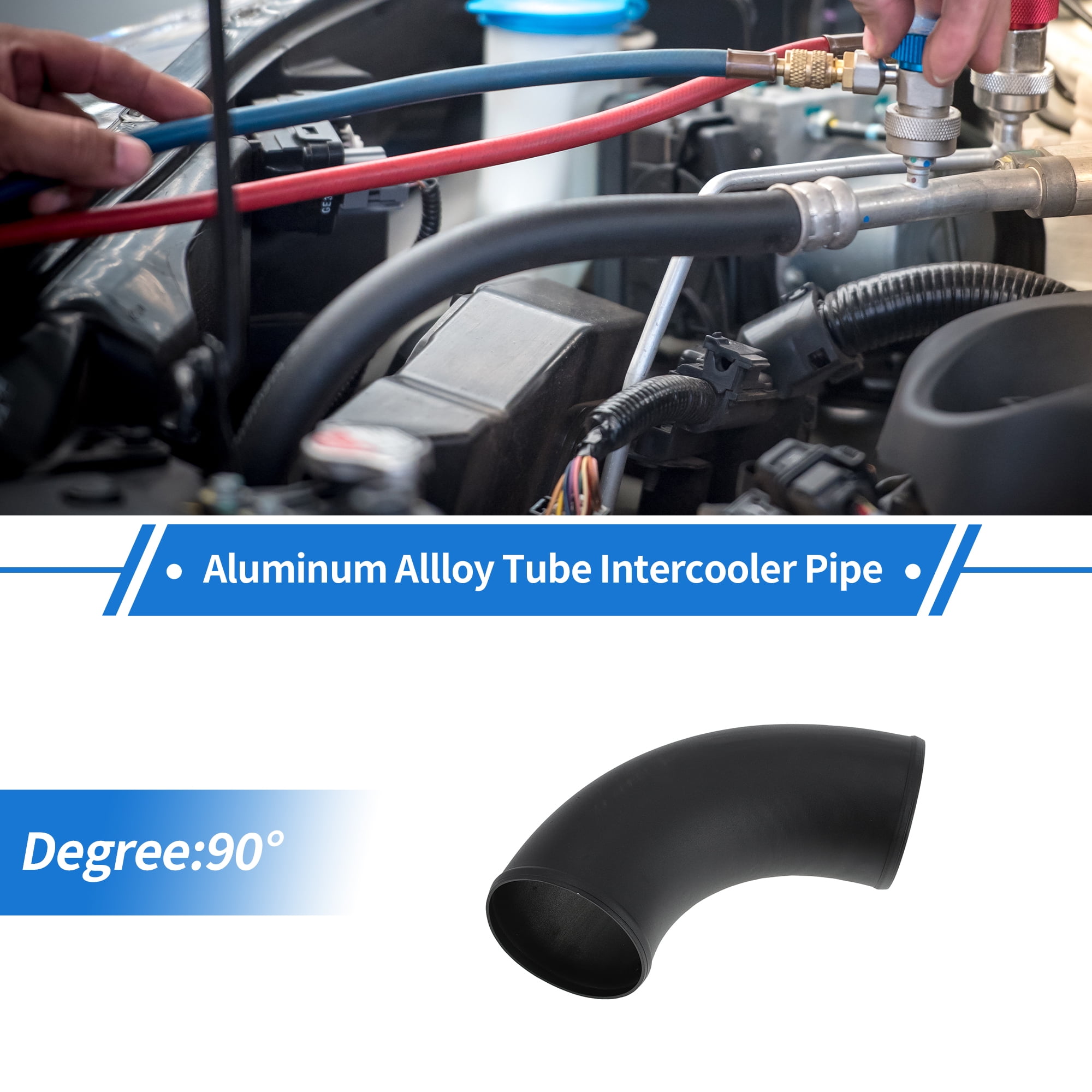 Unique Bargains 90 Degree Bend Aluminum Alloy Tube Intercooler Pipe 5.9" Length 5" OD