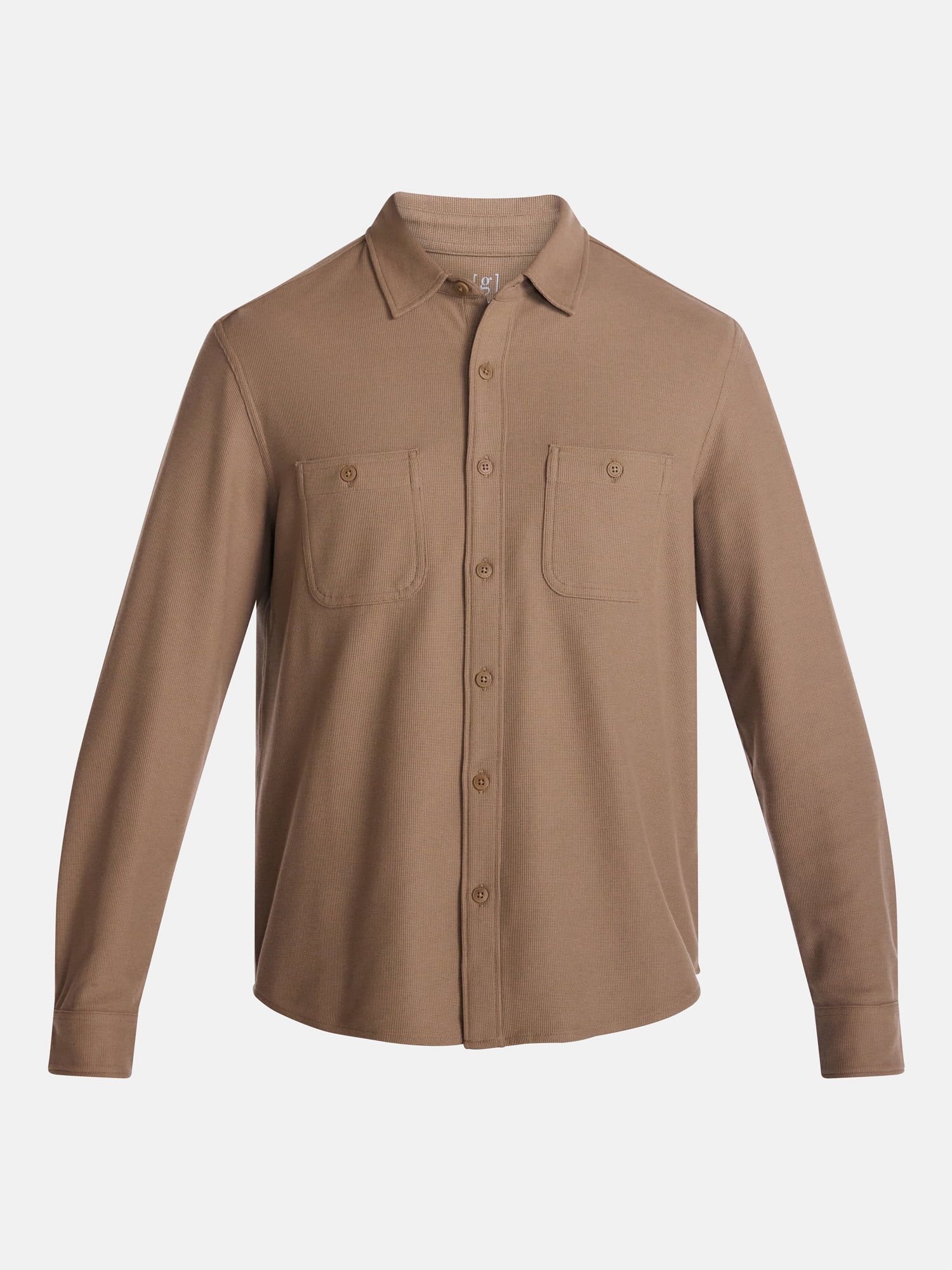 George Men's Waffle Knit Shirt with Long Sleeves, Sizes S-5XB