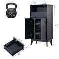 thumbnail image 4 of FIAKOA Modern Storage Cabinet with Doors and Drawers, Freestanding Kitchen Pantry Cabinet Sideboard for Bathroom, Living Room, Black, 4 of 8