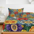 thumbnail image 6 of Twin Sze Fitted Sheet Set - Boho Colorful Floral 2 Piece Bedding Sets 16" Deep Pocket Fitted Sheet with 1 Pillowcase, Spring Flower Botanical Sunflowers Plant Brushed Microfiber Hotel Bed Sheets, 6 of 9