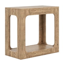 Resenkos Two-Tier End Table with Lower Storage Shelf for Living Room, Oak Finish