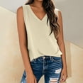 thumbnail image 2 of Uooqdmx Womens Tank Tops Loose Fit, V Neck Tank Tops for Women, Sleeveless Tops for Women, Basic Tank Tops for Women, Loose Tank Tops for Women, Beige L, 2 of 5