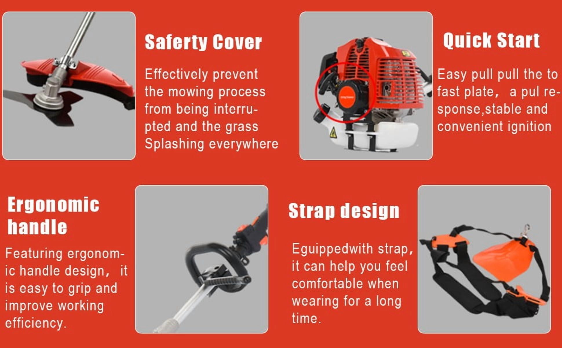 5-in-1 Lawn Mower,52CC 2-Stroke Gas Powe Weed Wacker,Multi-Functional Lawn Mower Hedge Trimmer Chainsaw Brush Cutter,Weed Eater for Grass and Bush