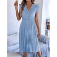 thumbnail image 4 of Women Summer Elegant Ruffle Sleeve Dress Semi Formal Boho Outfits Light Blue M, 4 of 9