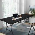 thumbnail image 2 of 6ft Folding Table, Portable 6 Foot Plastic Fold-in-Half Utility Desk with Heavy Duty HDPE Surface & Steel Frame, Stable Banquet Table for Meetings, Parties, Picnic, Camping, Weddings & Garden, White, 2 of 9
