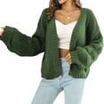 thumbnail image 2 of Women Casual Oversized Sweaters Open Front Batwing Long Sleeve Chunky Knit Cardigan Outerwear Coats Army Green S, 2 of 8