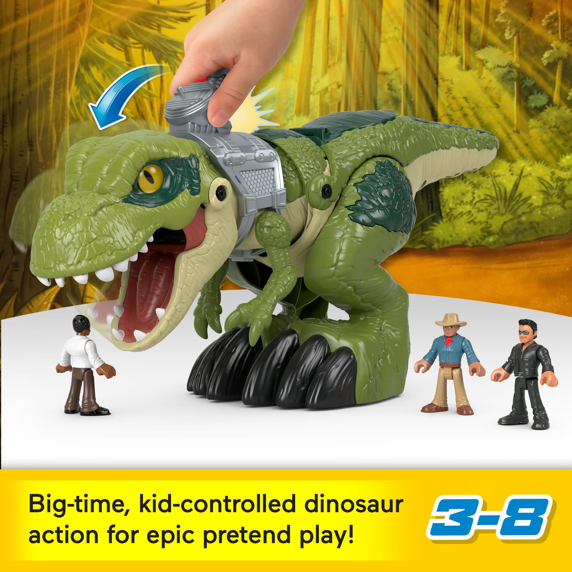 Imaginext Jurassic Park Dinosaur Recon 19-Piece Figure Playset for Kids, Classic Movie Characters