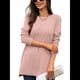 thumbnail image 3 of Camiseta Holgada de Larga con Cuello Redondo y Estampado Geométrico de Jacquard para Mujer, Ropa de Invierno 2025 Rosa S, 3 of 10