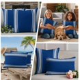 thumbnail image 5 of Blue Striped Outdoor Pillow Covers, Waterproof Decorative Throw Pillowcases Set of 2, Farmhouse Blue White Stripes Couch Cushion Cases with Zipper for Outside Patio Garden Sofa 16"x16", 5 of 9