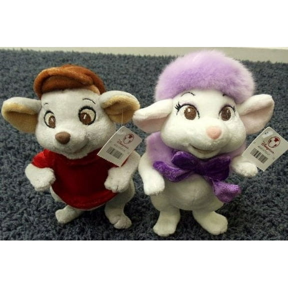 Hard to Find Disney Rescuers Down Under 7" Plush Bianca and Bernard Doll Set